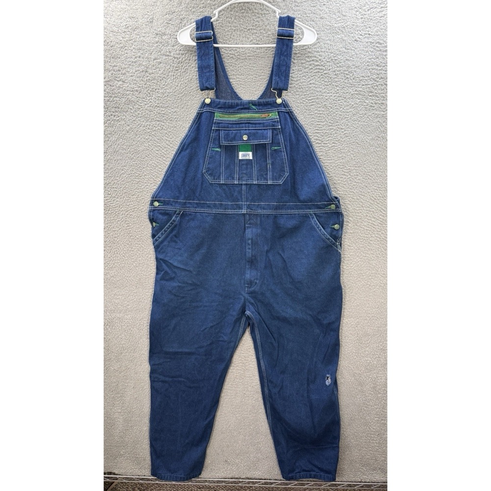 Liberty Bib Overalls Mens 46x26 Blue Denim Zipper Fly Carpenter Workwear Chore